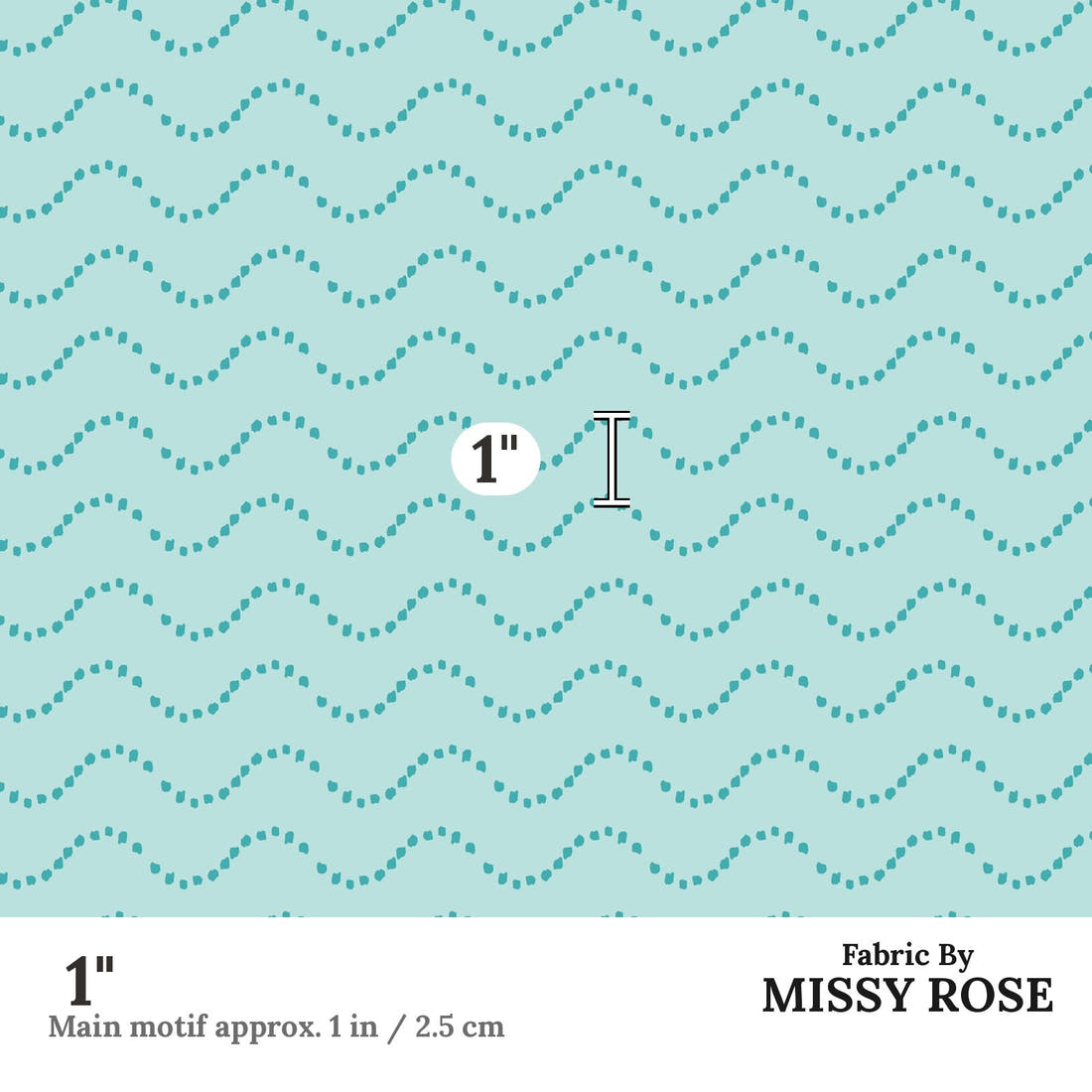 Indy Bloom Fabric Mermaid Lagoon Waves In Aqua 04 1 inch print scale guide | Fabric by Missy Rose