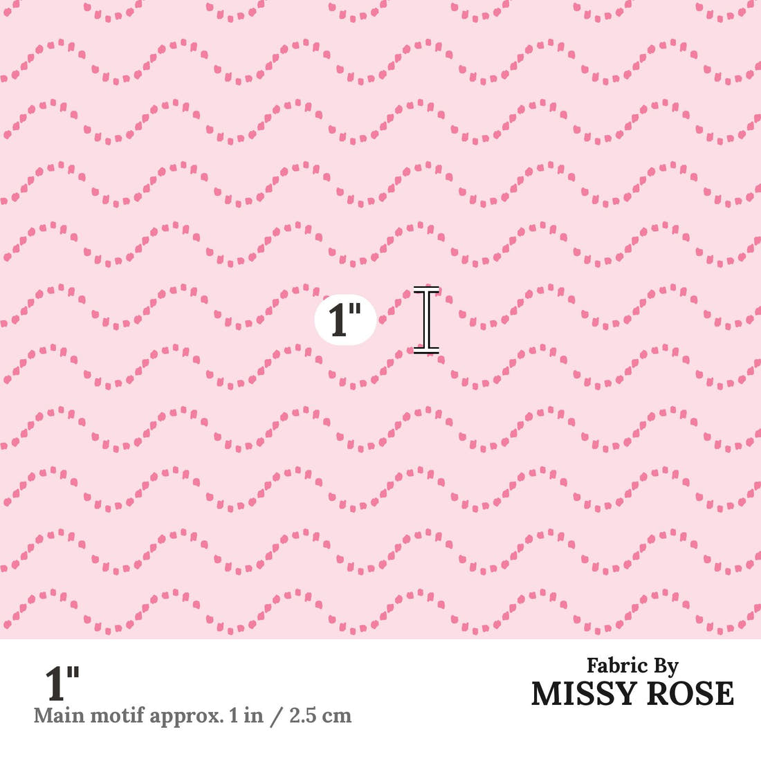 Indy Bloom Fabric Mermaid Lagoon Waves In Blush 02 1 inch print scale guide | Fabric by Missy Rose