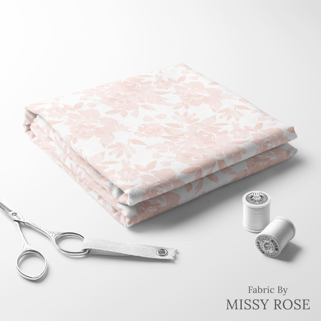 Indy Bloom Fabric Princess Peonies Blush 04 folded fabric stack with matching thread - pre-order fabric Australia | Fabric by Missy Rose