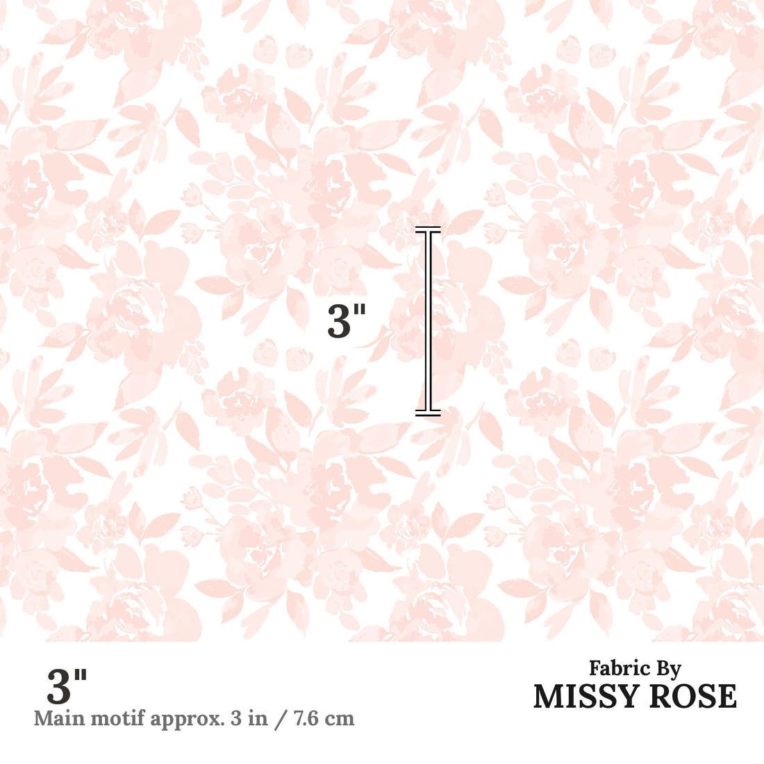 Indy Bloom Fabric Princess Peonies Blush 04 3 inch print scale guide | Fabric by Missy Rose
