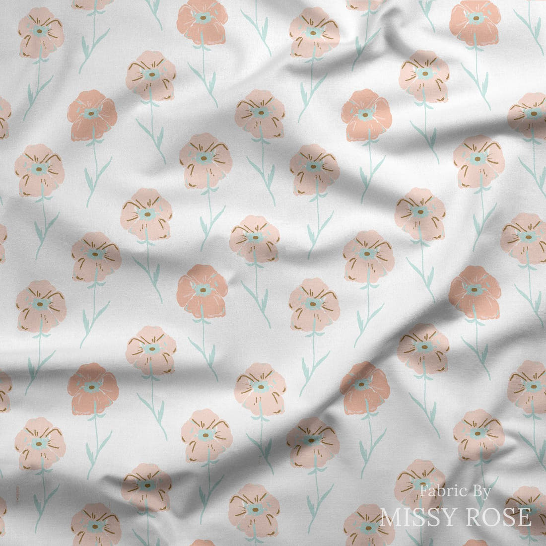 Indy Bloom Fabric Princess Peonies Poppies 03 draped fabric mockup - custom printed fabric by the metre | Fabric by Missy Rose