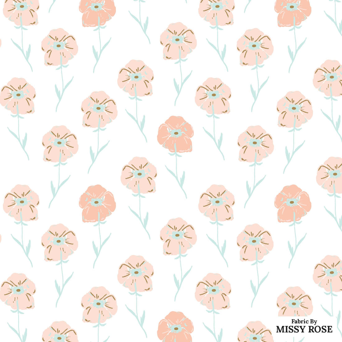 Indy Bloom Fabric Princess Peonies Poppies 03 flat view of the printed design | Fabric by Missy Rose
