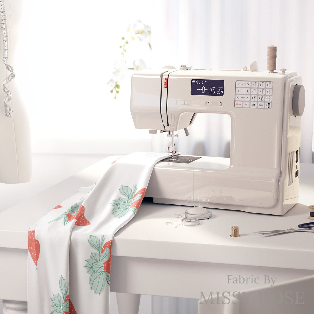 Indy Bloom Fabric Retro Summer Bliss 13 fabric on a sewing machine - sew your own | Fabric by Missy Rose