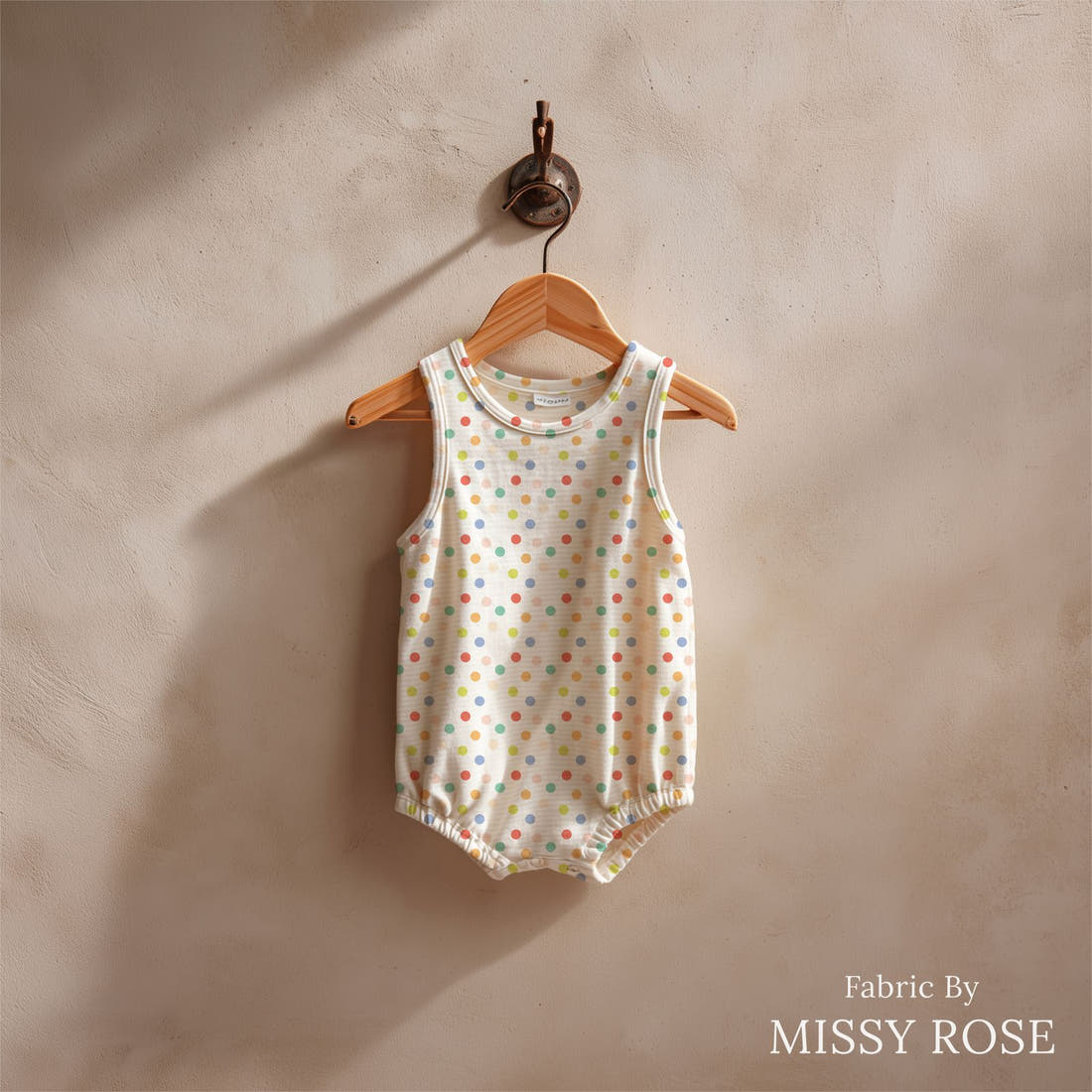 Indy Bloom Fabric Retro Summer Bubblegum 18 sewn into a baby romper - custom printed fabric | Fabric by Missy Rose