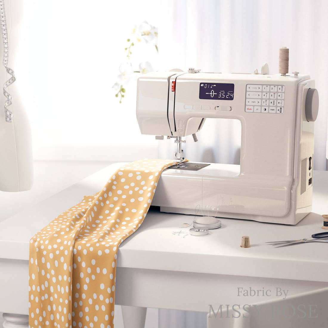 Indy Bloom Fabric Retro Summer Circle 19 fabric on a sewing machine - sew your own | Fabric by Missy Rose