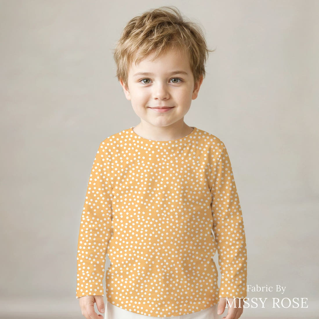 Indy Bloom Fabric Retro Summer Circle 19 sewn into a kids' all-over tee - custom printed fabric | Fabric by Missy Rose