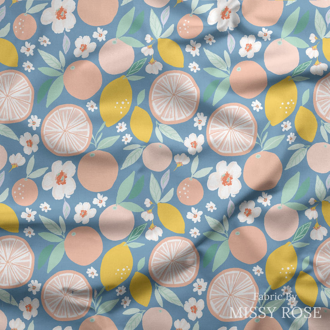 Indy Bloom Fabric Retro Summer Grapefruit 23 draped fabric mockup - custom printed fabric by the metre | Fabric by Missy Rose