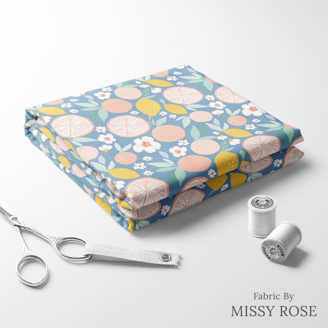Indy Bloom Fabric Retro Summer Grapefruit 23 folded fabric stack with matching thread - pre-order fabric Australia | Fabric by Missy Rose
