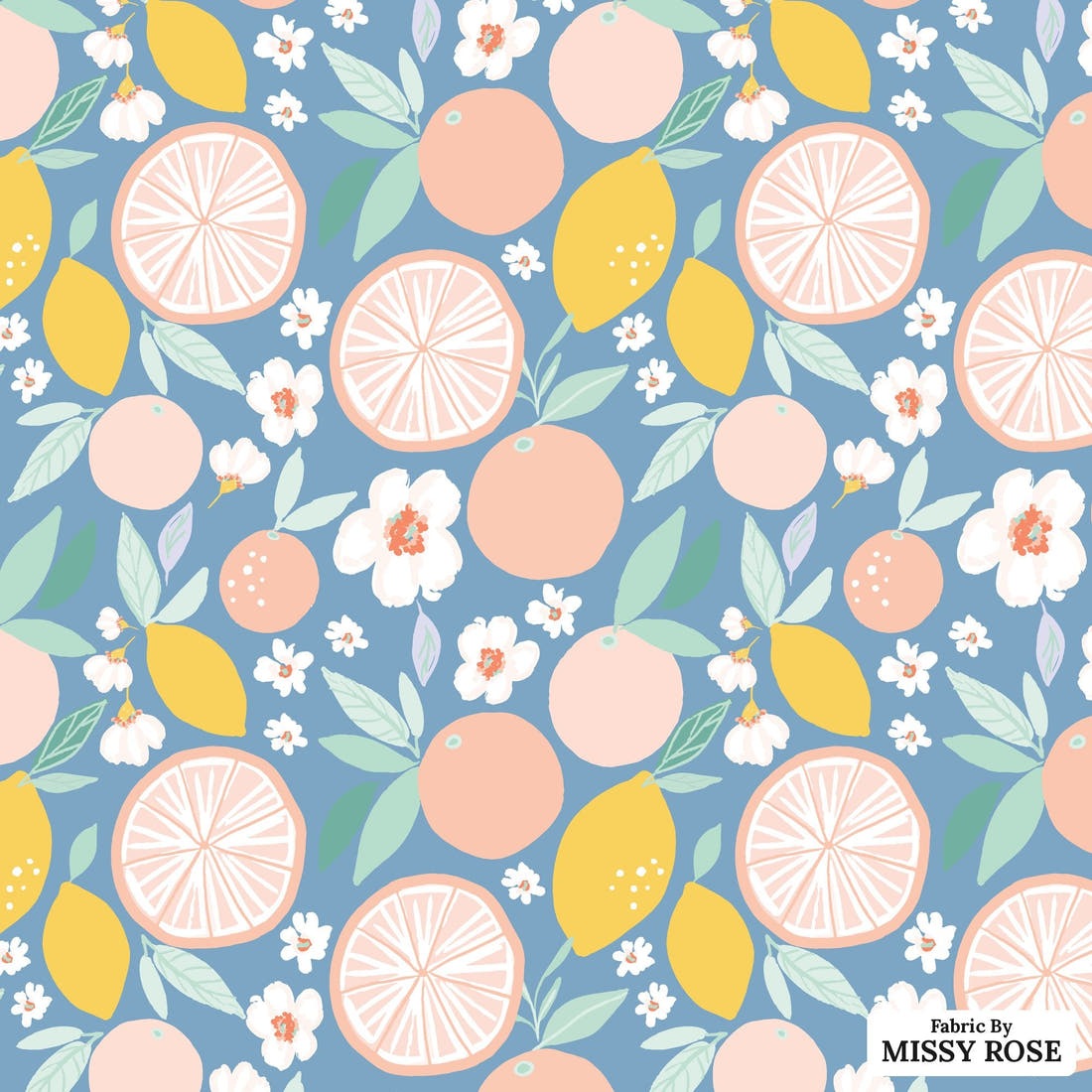 Indy Bloom Fabric Retro Summer Grapefruit 23 flat view of the printed design | Fabric by Missy Rose