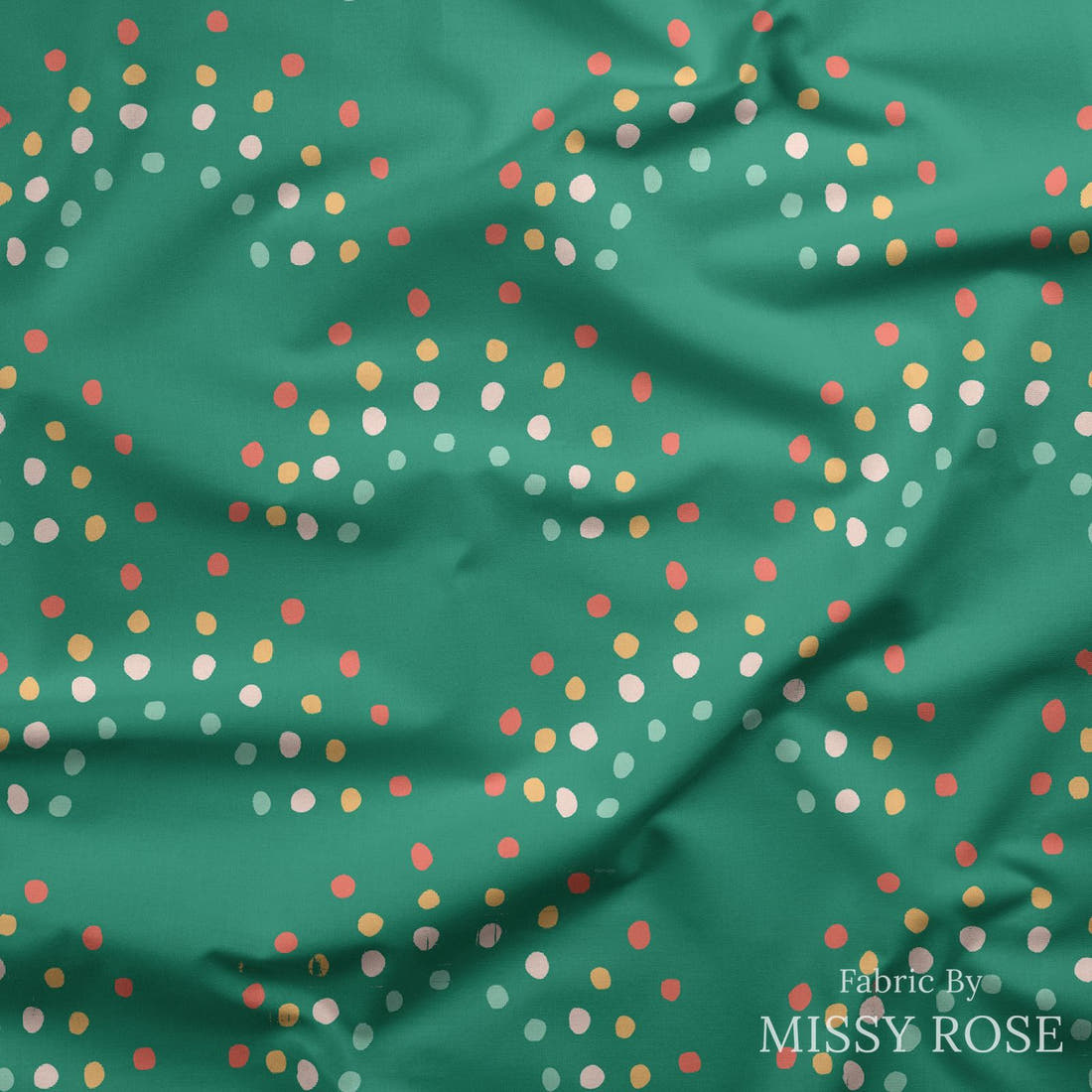 Indy Bloom Fabric Retro Summer Green 14 draped fabric mockup - custom printed fabric by the metre | Fabric by Missy Rose