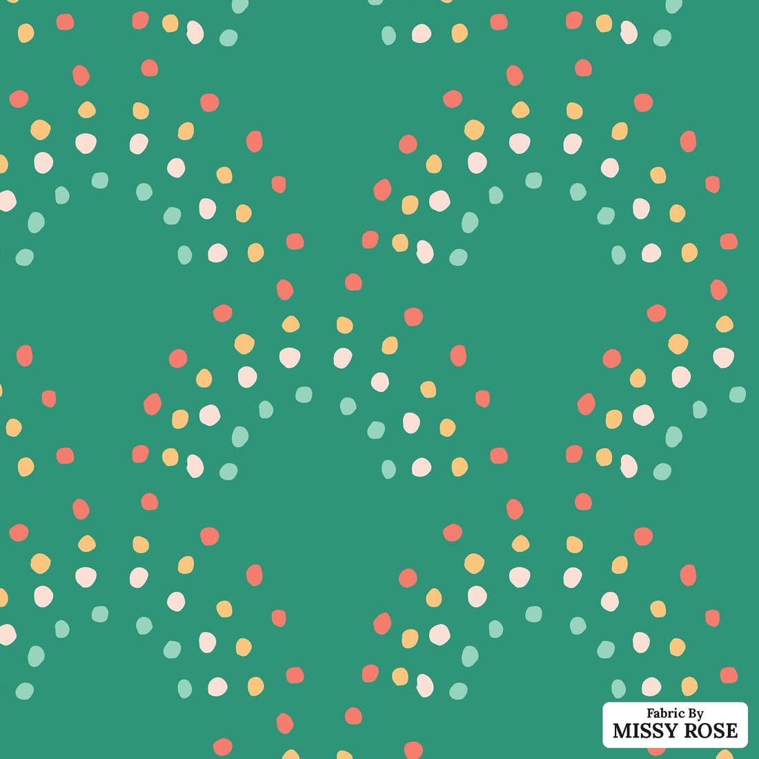 Indy Bloom Fabric Retro Summer Green 14 flat view of the printed design | Fabric by Missy Rose