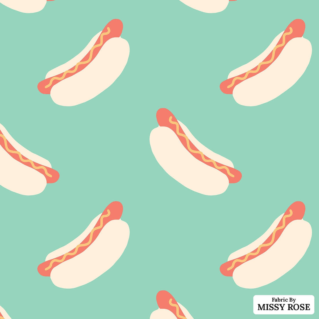 Indy Bloom Fabric Retro Summer Hotdog 07 flat view of the printed design | Fabric by Missy Rose