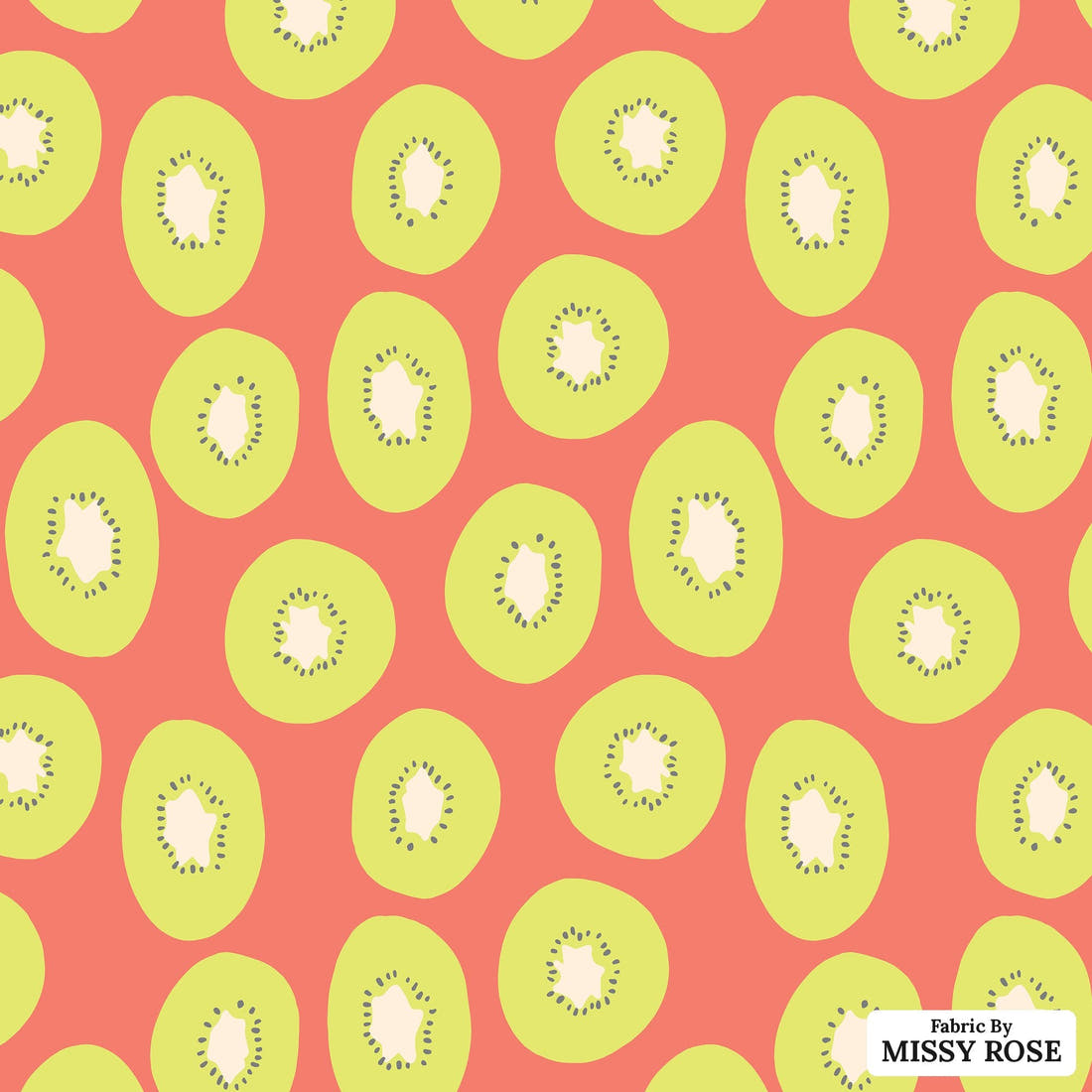 Indy Bloom Fabric Retro Summer Kiwi 10 flat view of the printed design | Fabric by Missy Rose