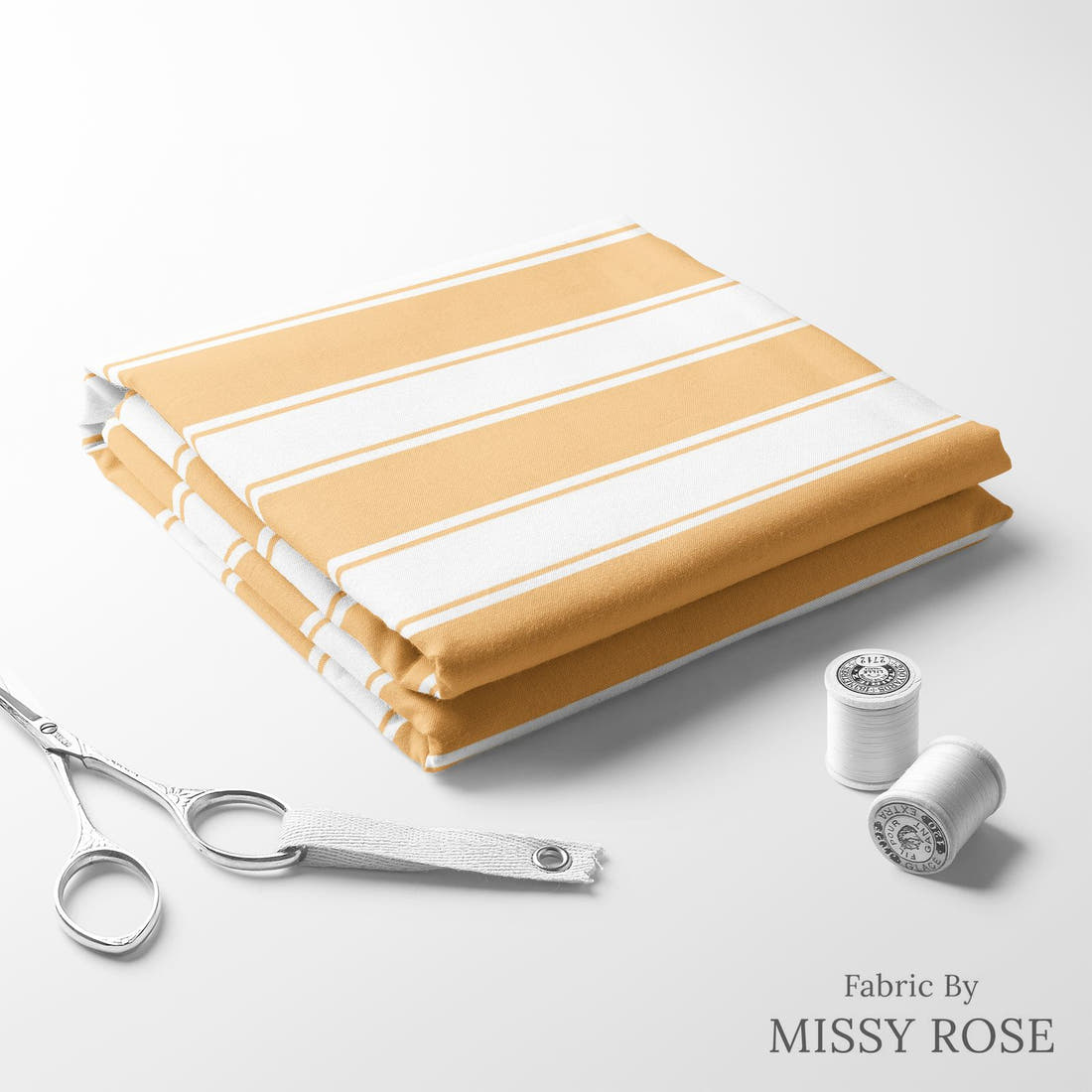 Indy Bloom Fabric Retro Summer Orange Stripe 21 folded fabric stack with matching thread - pre-order fabric Australia | Fabric by Missy Rose