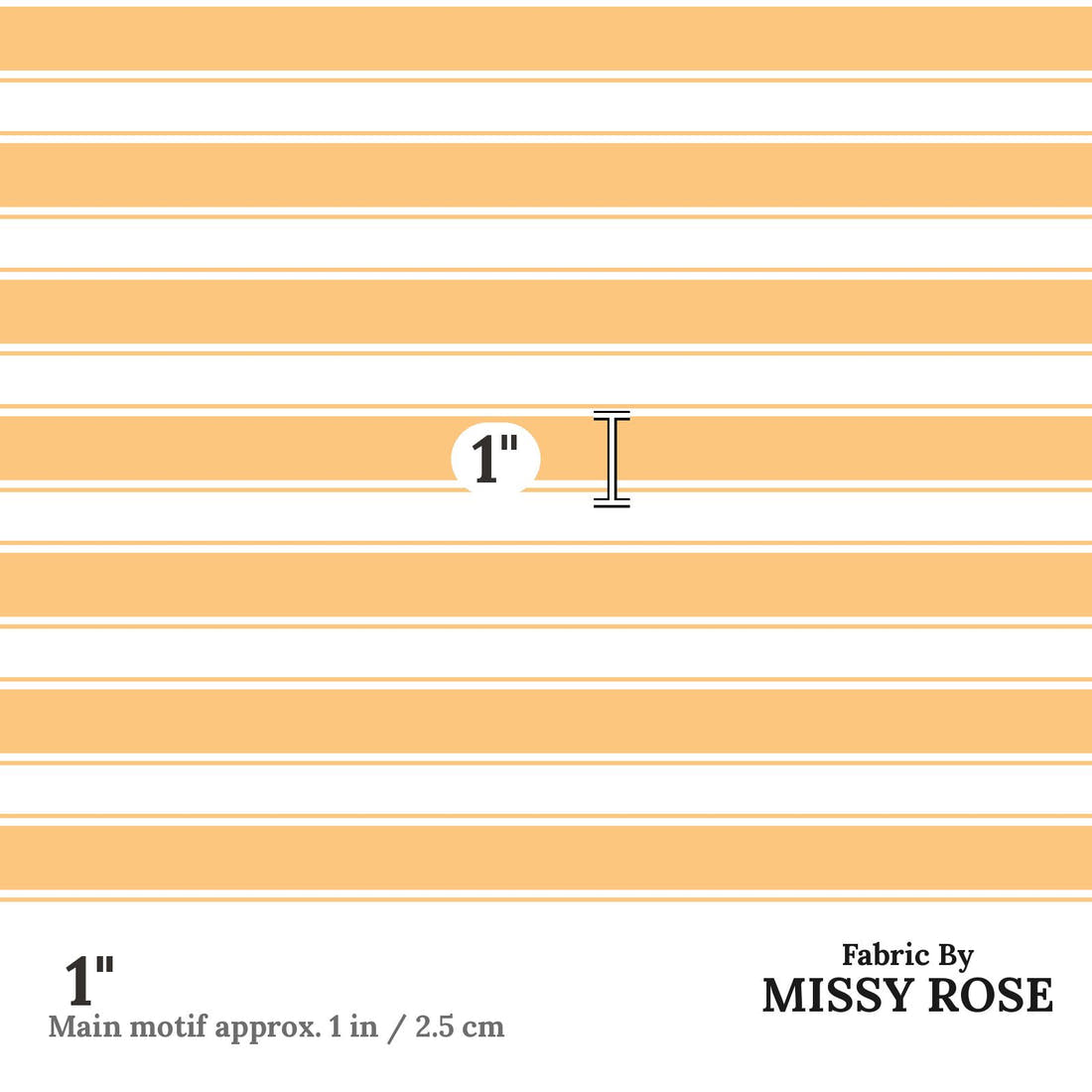 Indy Bloom Fabric Retro Summer Orange Stripe 21 1 inch print scale guide | Fabric by Missy Rose