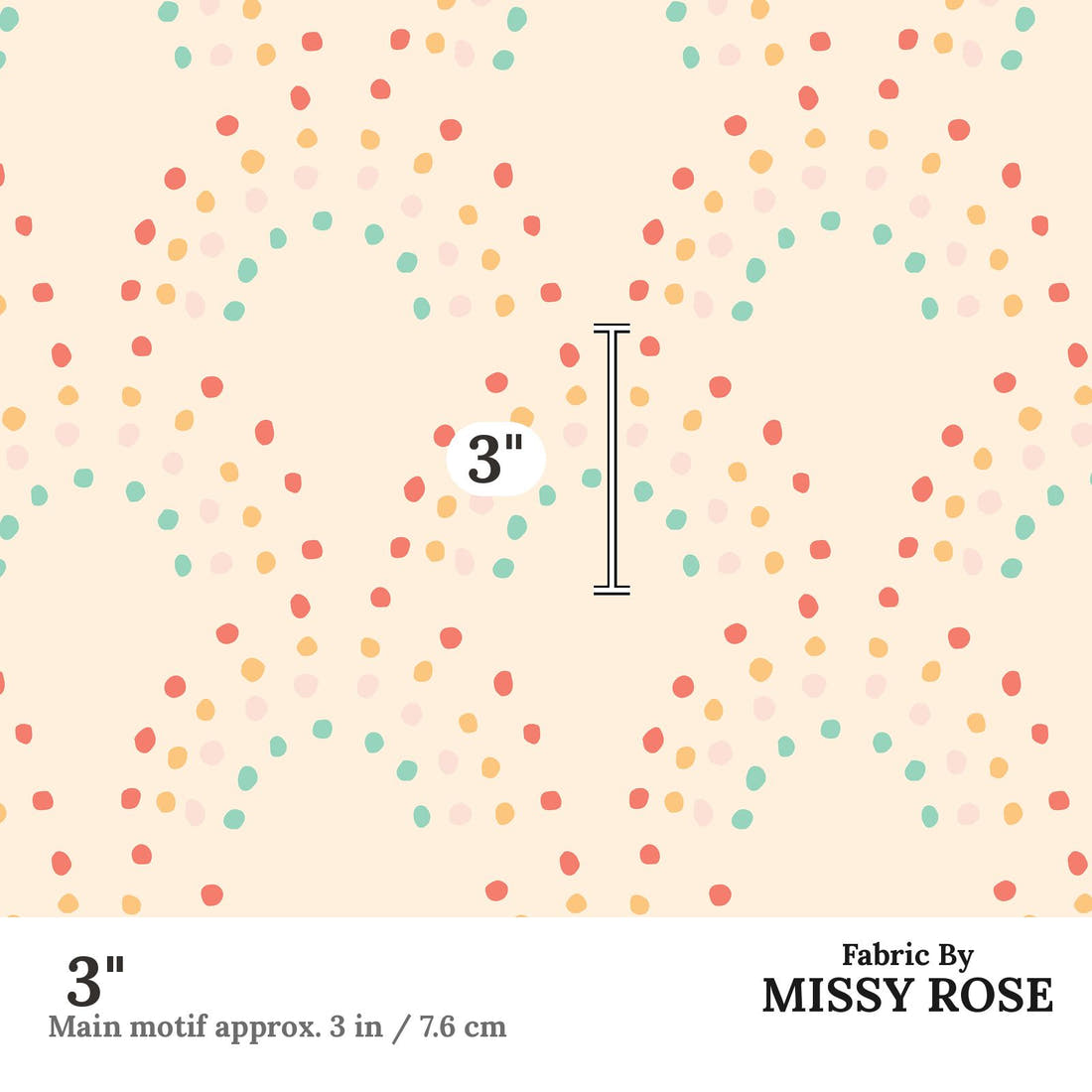 Indy Bloom Fabric Retro Summer Peach 16 3 inch print scale guide | Fabric by Missy Rose