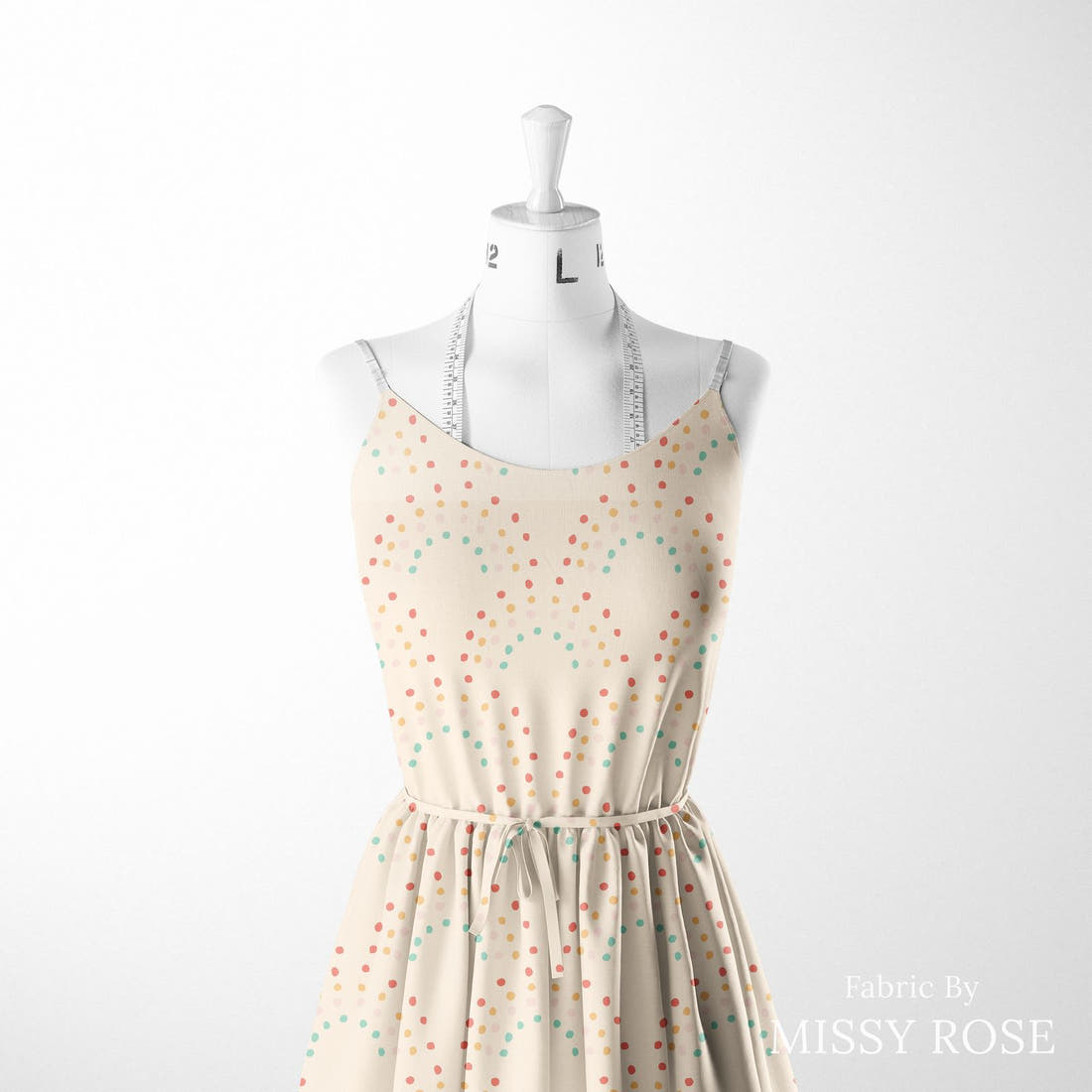 Indy Bloom Fabric Retro Summer Peach 16 sewn into a women's dress - custom printed fabric | Fabric by Missy Rose