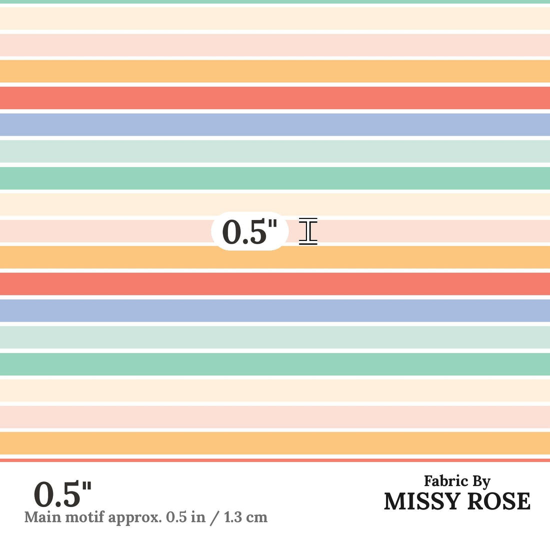Indy Bloom Fabric Retro Summer Rainbow Stripe 17 0.5 inch print scale guide | Fabric by Missy Rose