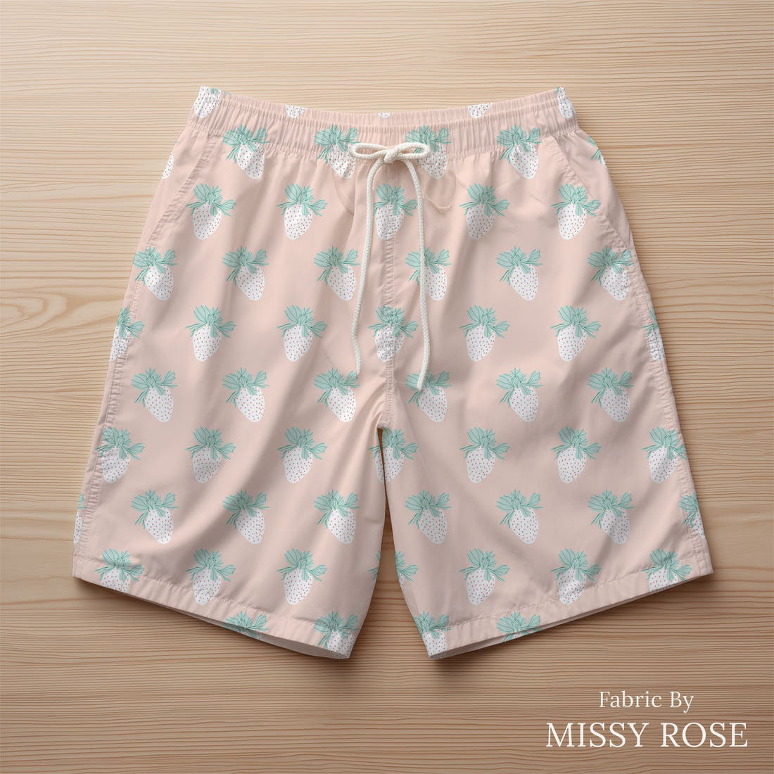 Indy Bloom Fabric Retro Summer Shortcake 12 sewn into swim shorts - custom printed fabric | Fabric by Missy Rose