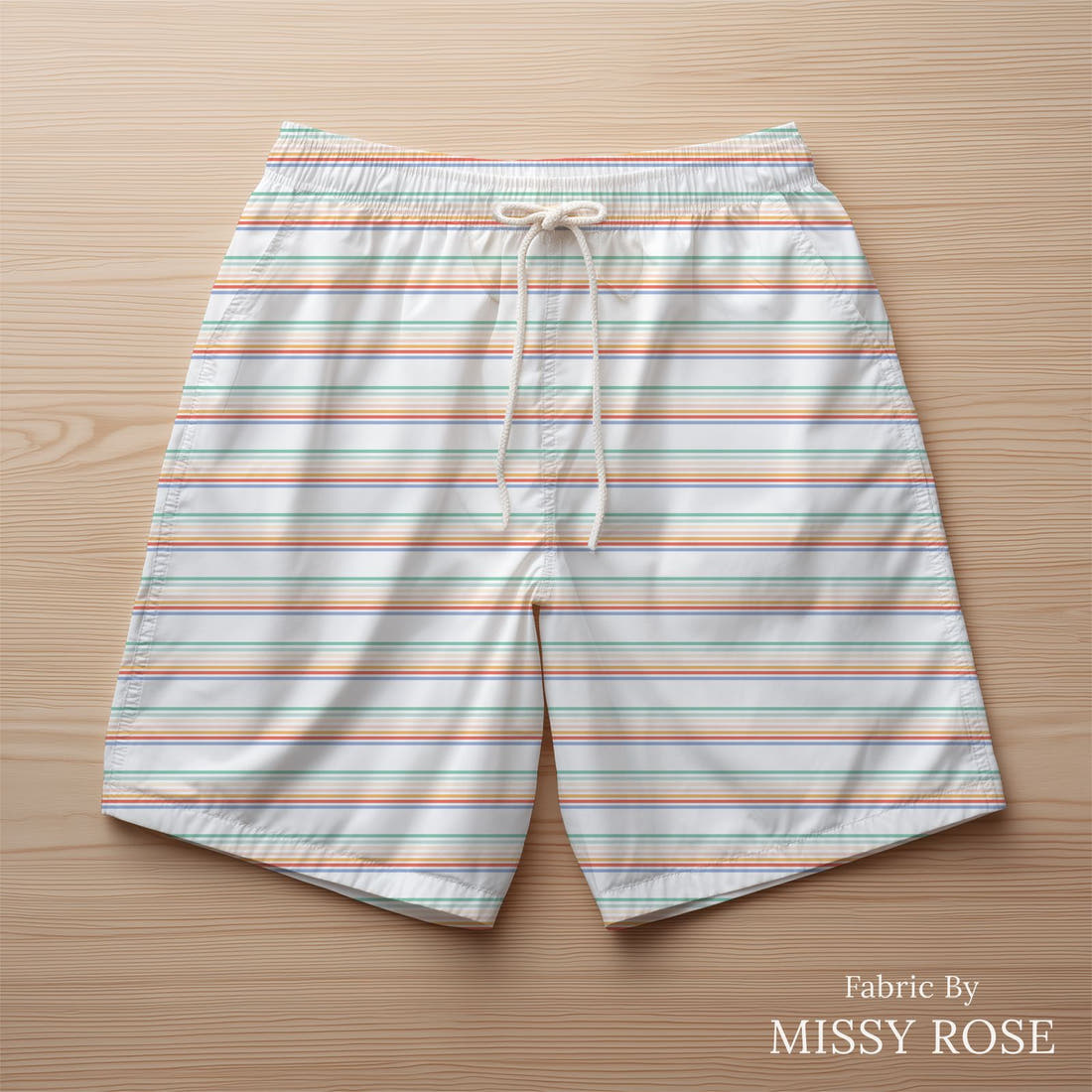 Indy Bloom Fabric Retro Summer Sock Stripes 20 sewn into swim shorts - custom printed fabric | Fabric by Missy Rose