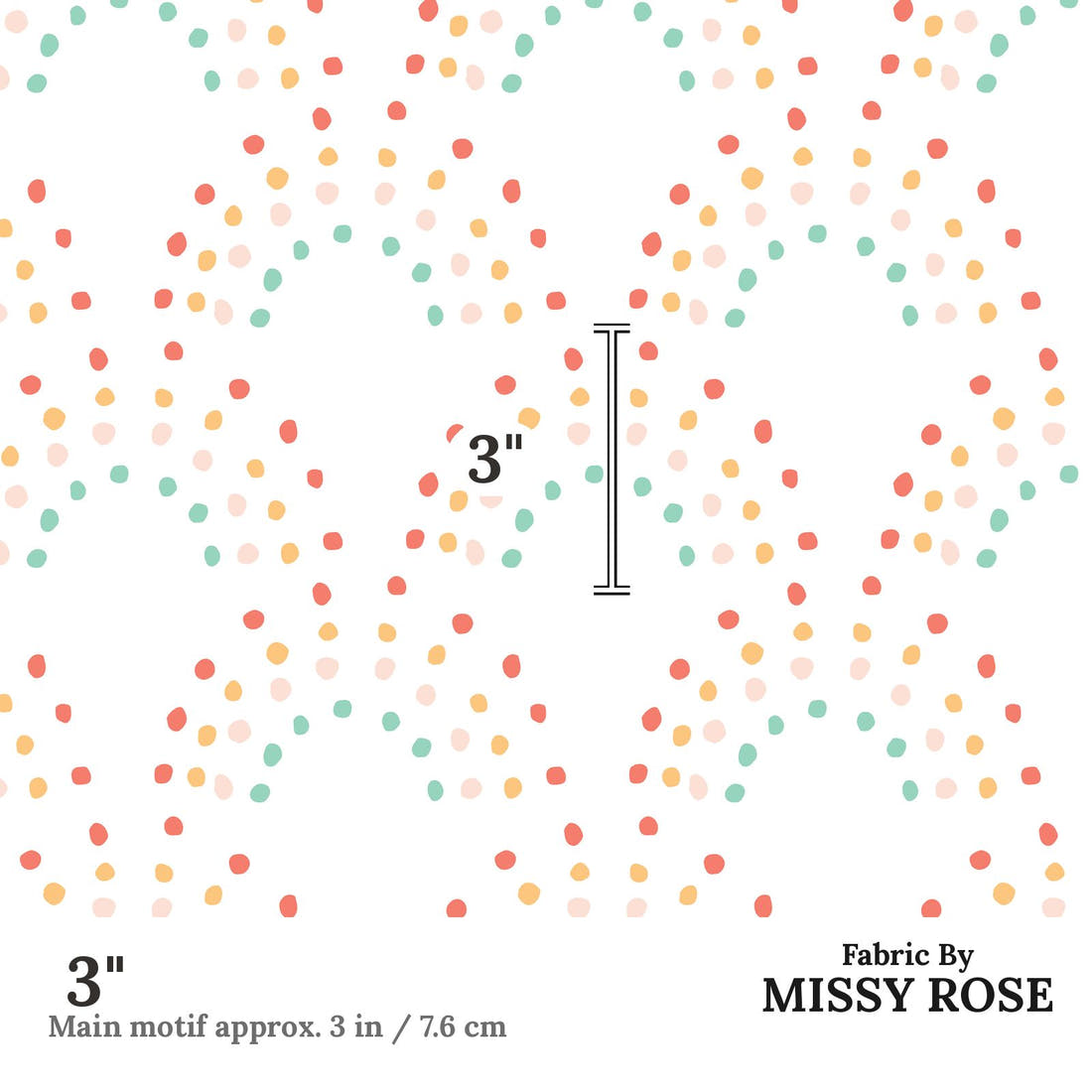Indy Bloom Fabric Retro Summer White 15 3 inch print scale guide | Fabric by Missy Rose