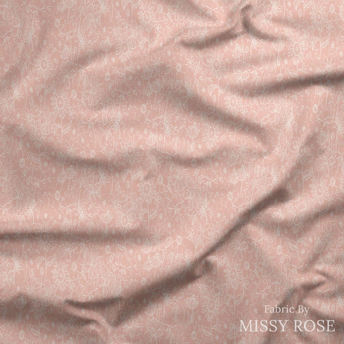 Indy Bloom Fabric Scarlet Autumn Sketch in Dusty Pink 02 draped fabric mockup - custom printed fabric by the metre | Fabric by Missy Rose