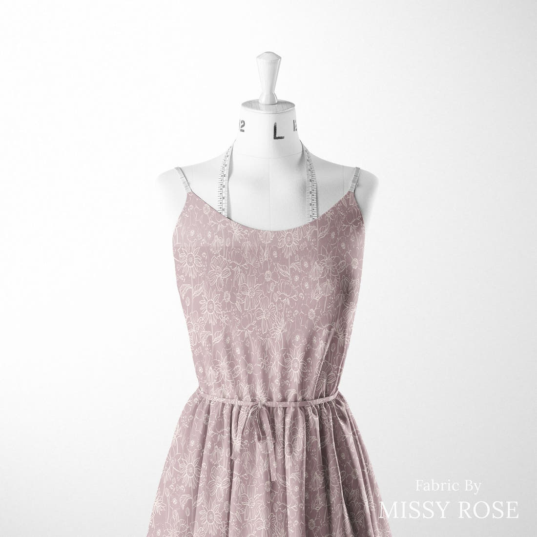 Indy Bloom Fabric Scarlet Autumn Sketch in Lavender 08 sewn into a women's dress - custom printed fabric | Fabric by Missy Rose