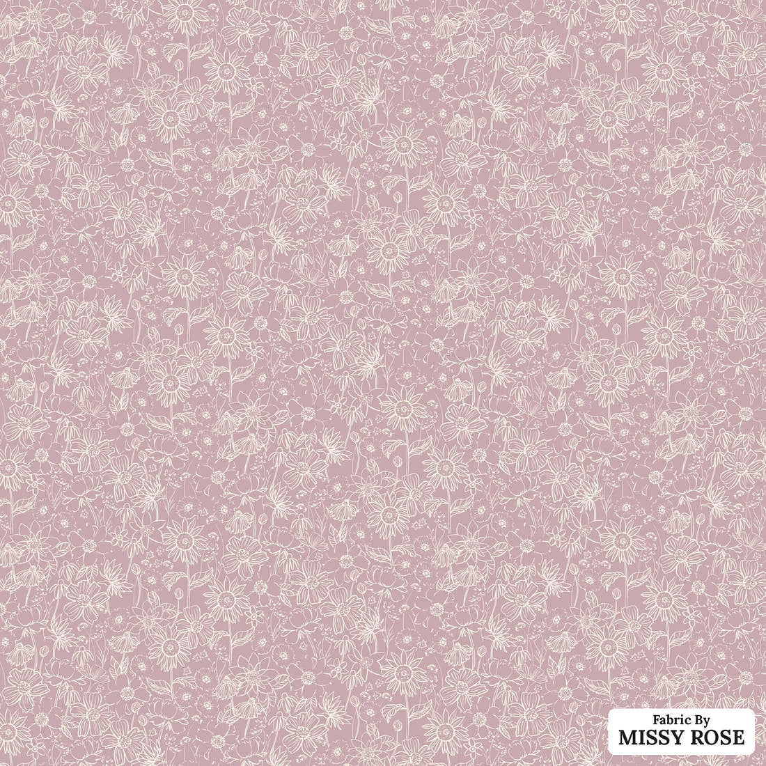 Indy Bloom Fabric Scarlet Autumn Sketch in Lavender 08 flat view of the printed design | Fabric by Missy Rose