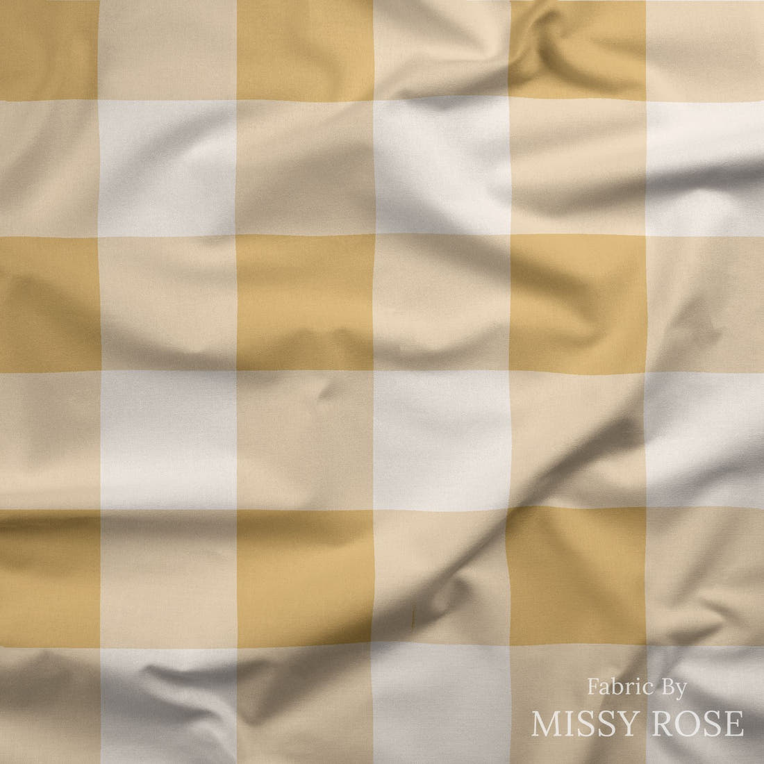 Indy Bloom Fabric Serenity Fall Honey Gingham 14 draped fabric mockup - custom printed fabric by the metre | Fabric by Missy Rose