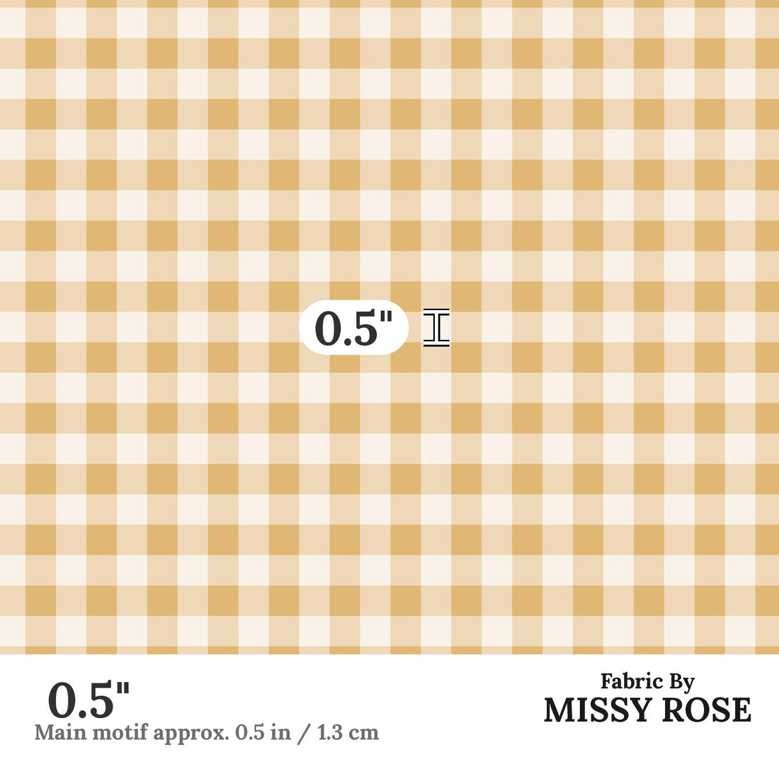 Indy Bloom Fabric Serenity Fall Honey Gingham 14 0.5 inch print scale guide | Fabric by Missy Rose