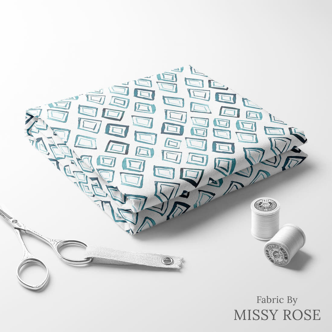 Indy Bloom Fabric Shibori Diamonds 08 folded fabric stack with matching thread - pre-order fabric Australia | Fabric by Missy Rose