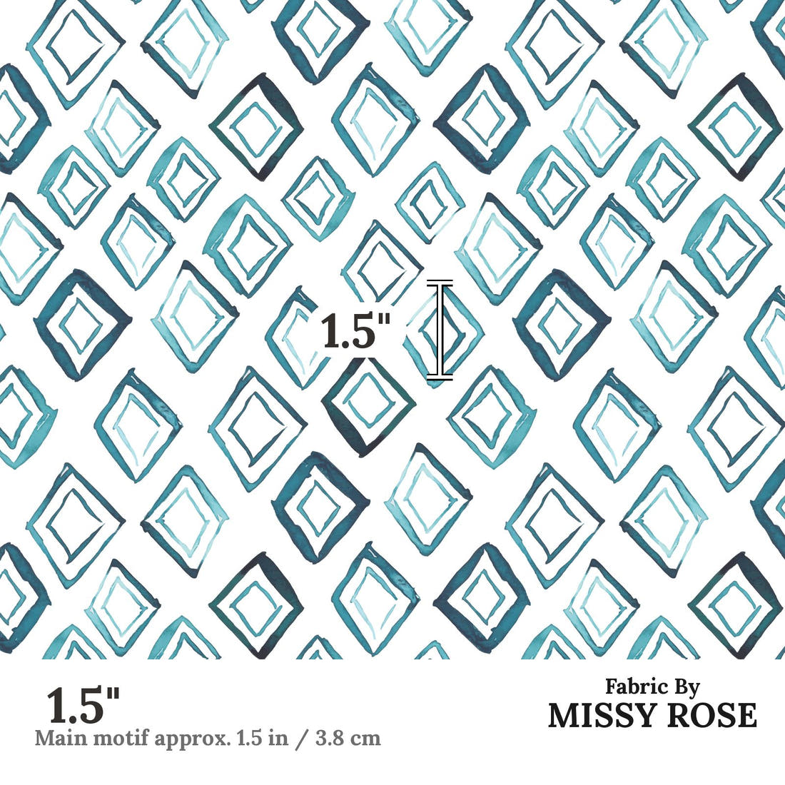 Indy Bloom Fabric Shibori Diamonds 08 1.5 inch print scale guide | Fabric by Missy Rose