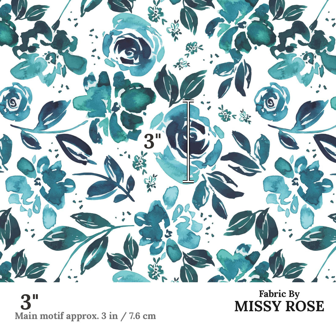 Indy Bloom Fabric Shibori Indygo Blossoms 01 3 inch print scale guide | Fabric by Missy Rose