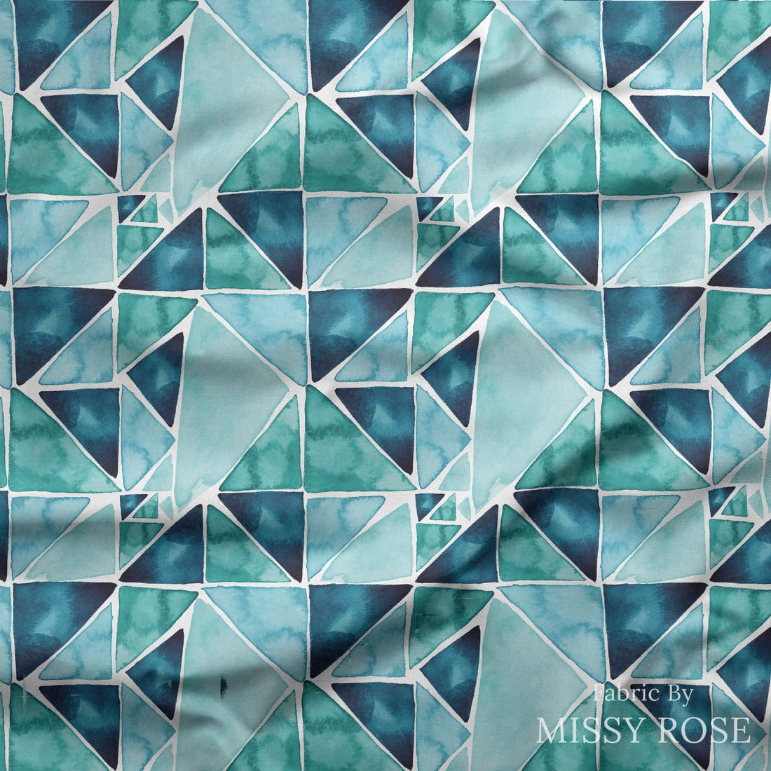 Indy Bloom Fabric Shibori Ocean Tile 03 draped fabric mockup - custom printed fabric by the metre | Fabric by Missy Rose