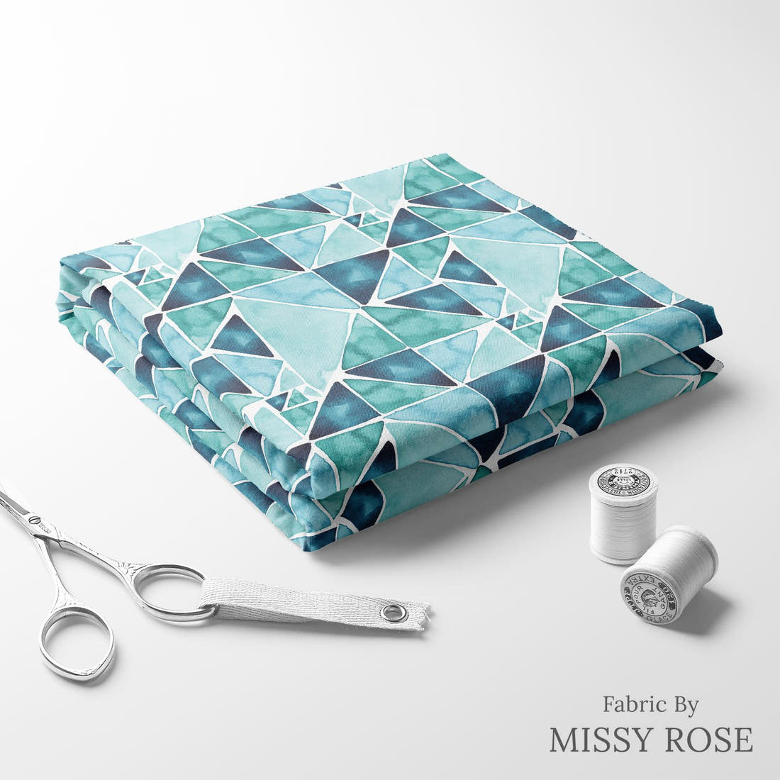 Indy Bloom Fabric Shibori Ocean Tile 03 folded fabric stack with matching thread - pre-order fabric Australia | Fabric by Missy Rose