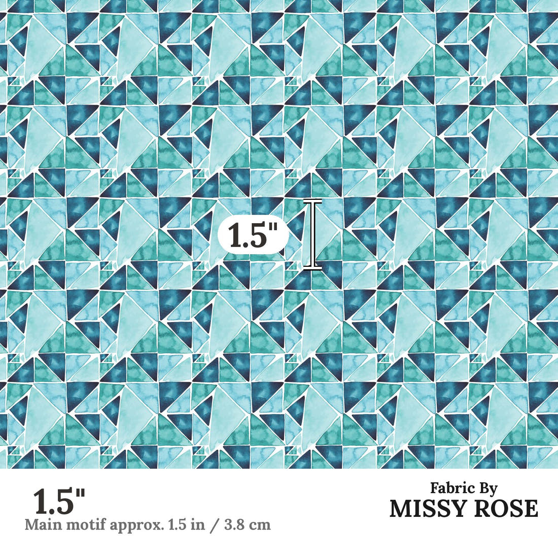 Indy Bloom Fabric Shibori Ocean Tile 03 1.5 inch print scale guide | Fabric by Missy Rose