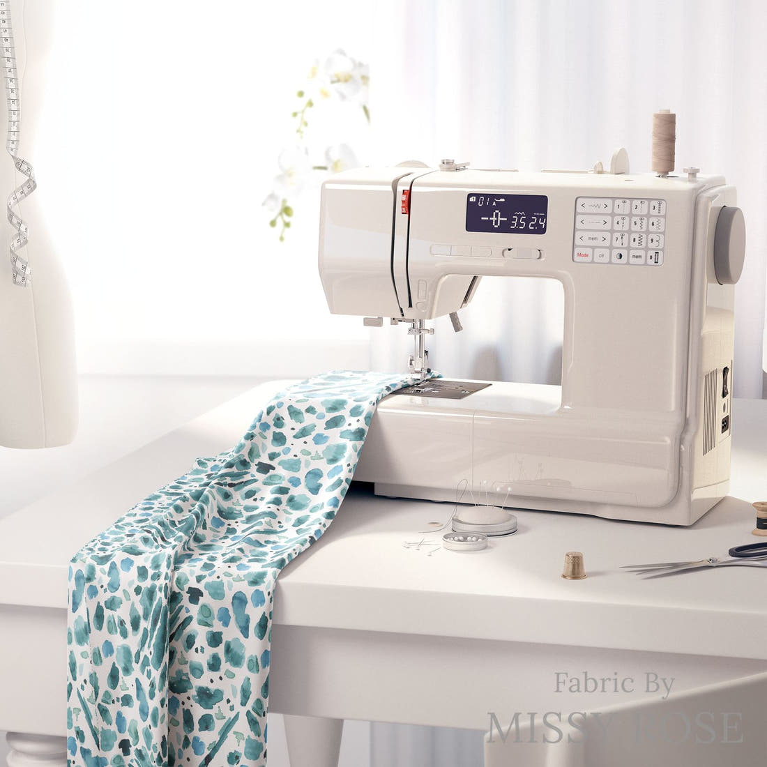 Indy Bloom Fabric Shibori Pebble 02 fabric on a sewing machine - sew your own | Fabric by Missy Rose