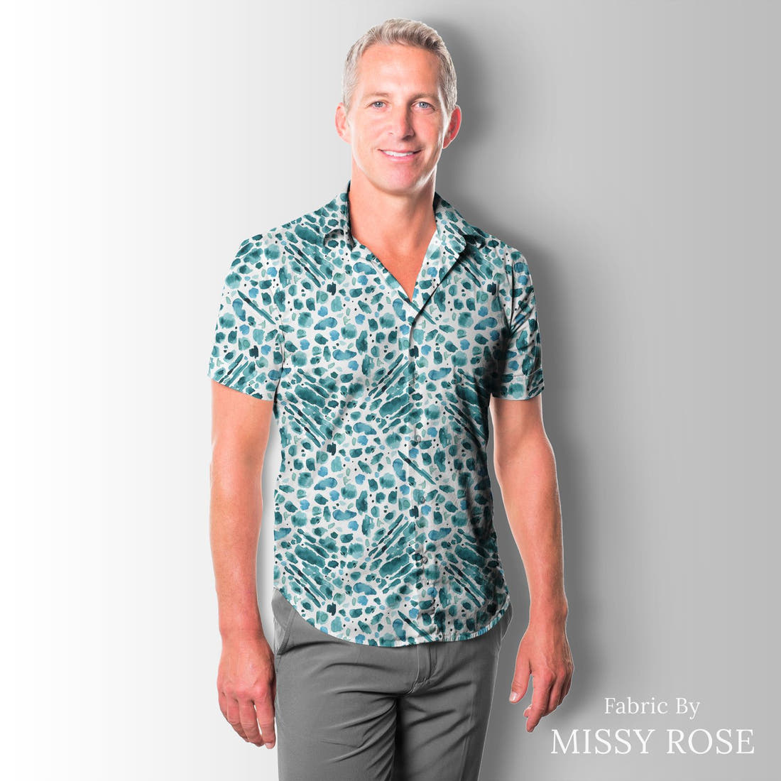 Indy Bloom Fabric Shibori Pebble 02 sewn into a men's shirt - custom printed fabric | Fabric by Missy Rose