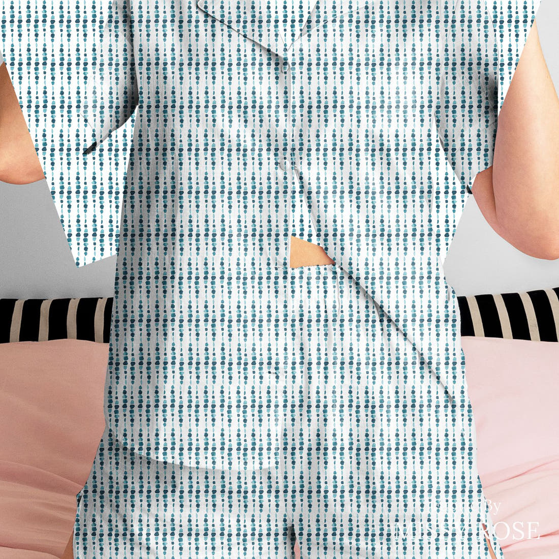 Indy Bloom Fabric Shibori Rice Beads 06 sewn into a women's pyjama set - custom printed fabric | Fabric by Missy Rose