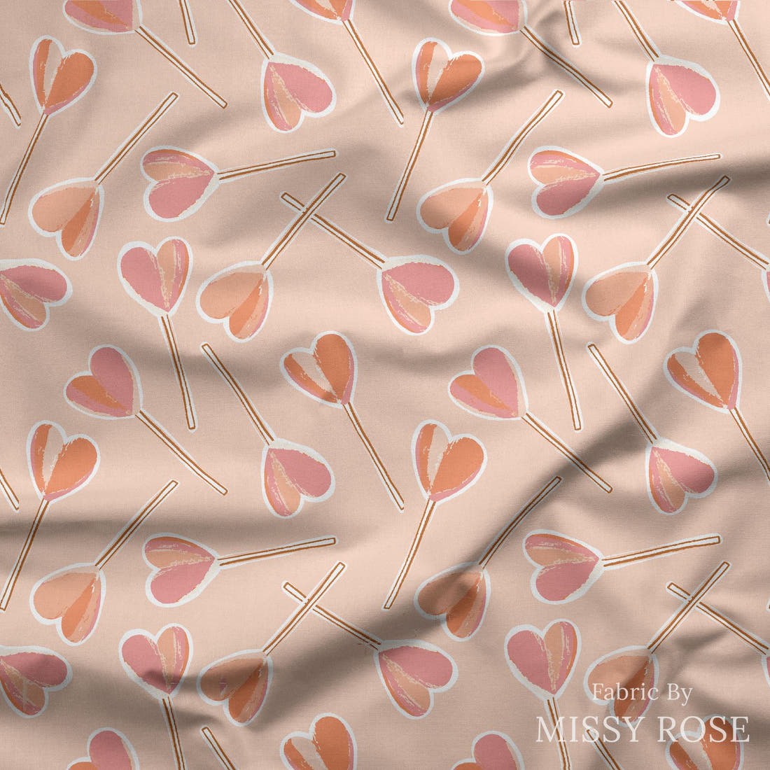 Indy Bloom Fabric Sucker For You Blush 06 draped fabric mockup - custom printed fabric by the metre | Fabric by Missy Rose