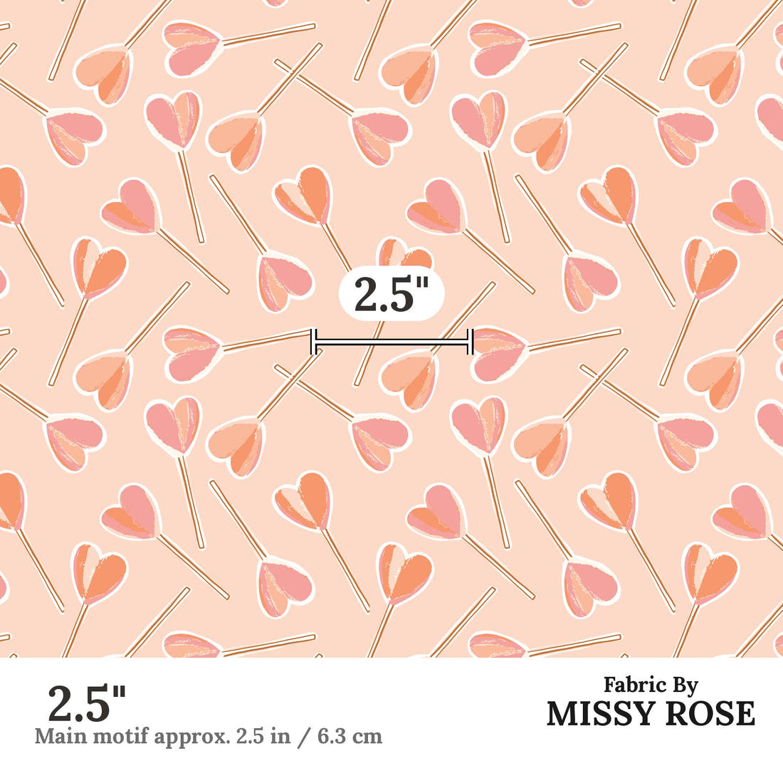 Indy Bloom Fabric Sucker For You Blush 06 2.5 inch print scale guide | Fabric by Missy Rose