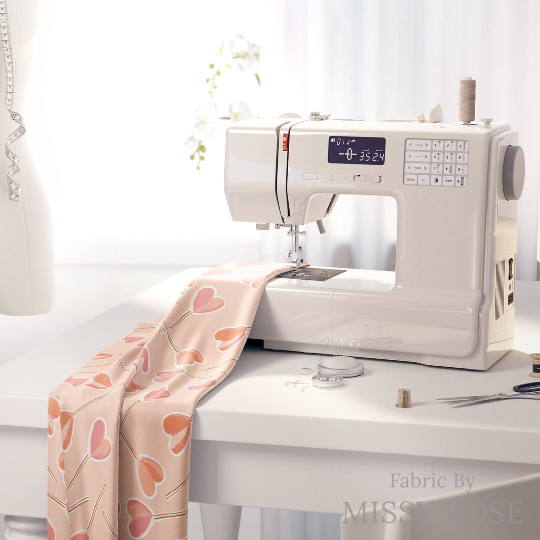 Indy Bloom Fabric Sucker For You Blush 06 fabric on a sewing machine - sew your own | Fabric by Missy Rose