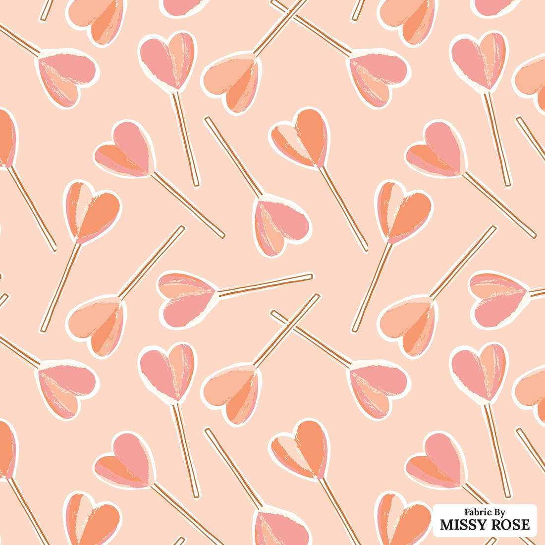 Indy Bloom Fabric Sucker For You Blush 06 flat view of the printed design | Fabric by Missy Rose
