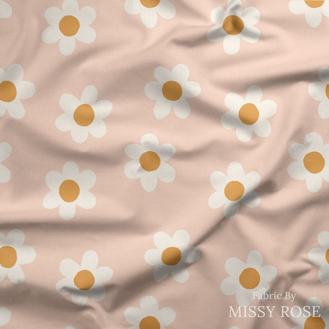 Indy Bloom Fabric Sucker For You Daisy Blush 08 draped fabric mockup - custom printed fabric by the metre | Fabric by Missy Rose