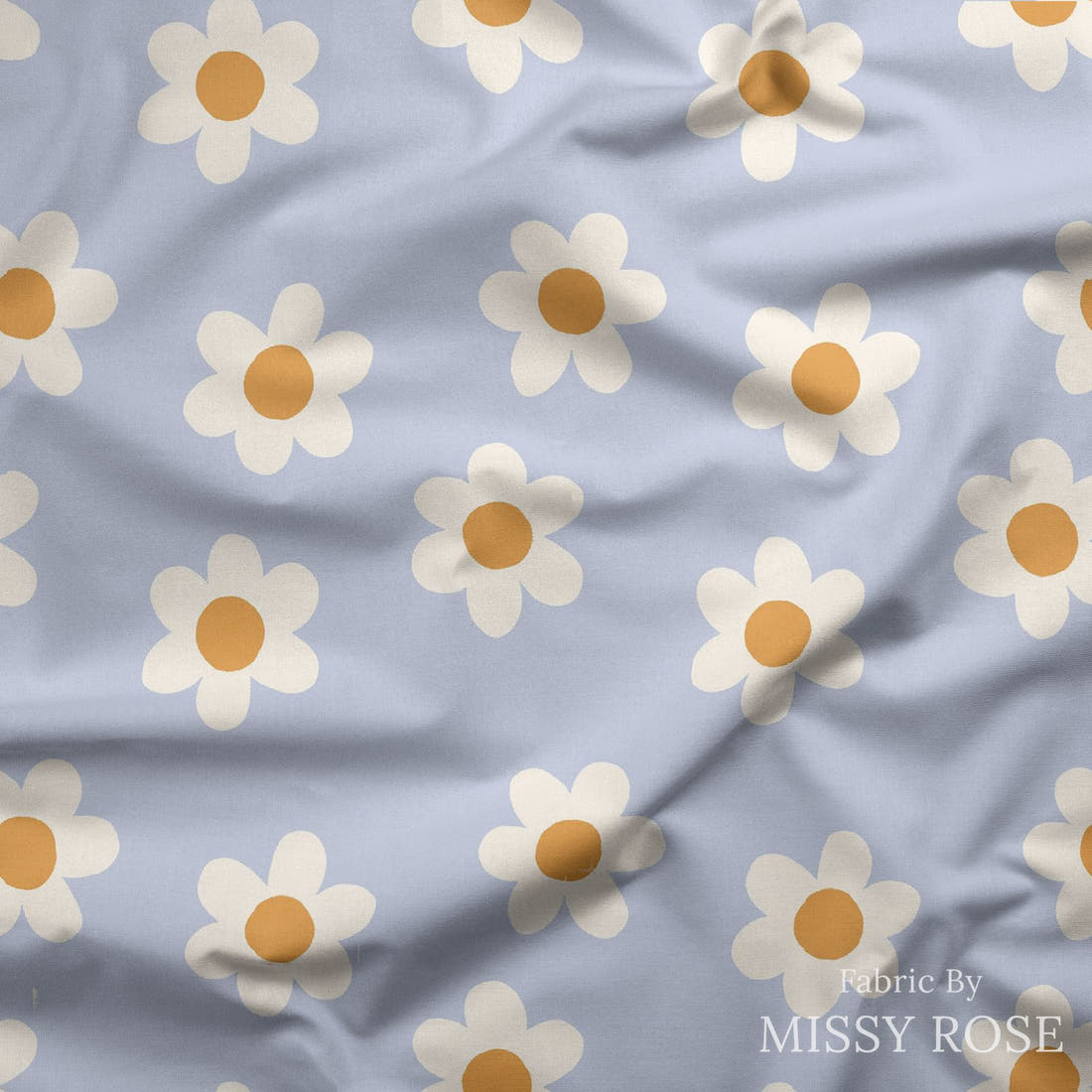 Indy Bloom Fabric Sucker For You Daisy Periwinkle 10 draped fabric mockup - custom printed fabric by the metre | Fabric by Missy Rose