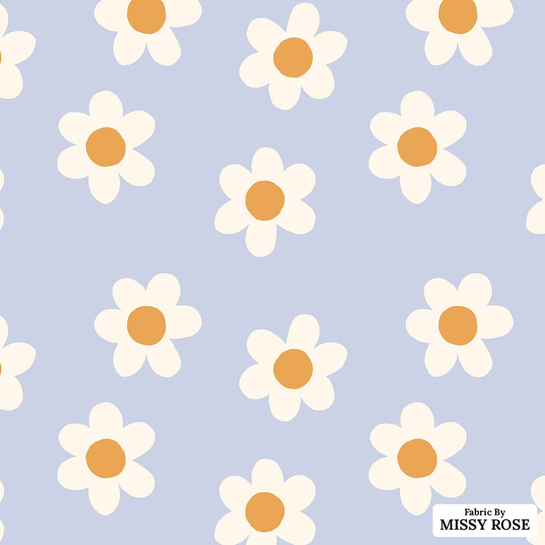Indy Bloom Fabric Sucker For You Daisy Periwinkle 10 flat view of the printed design | Fabric by Missy Rose
