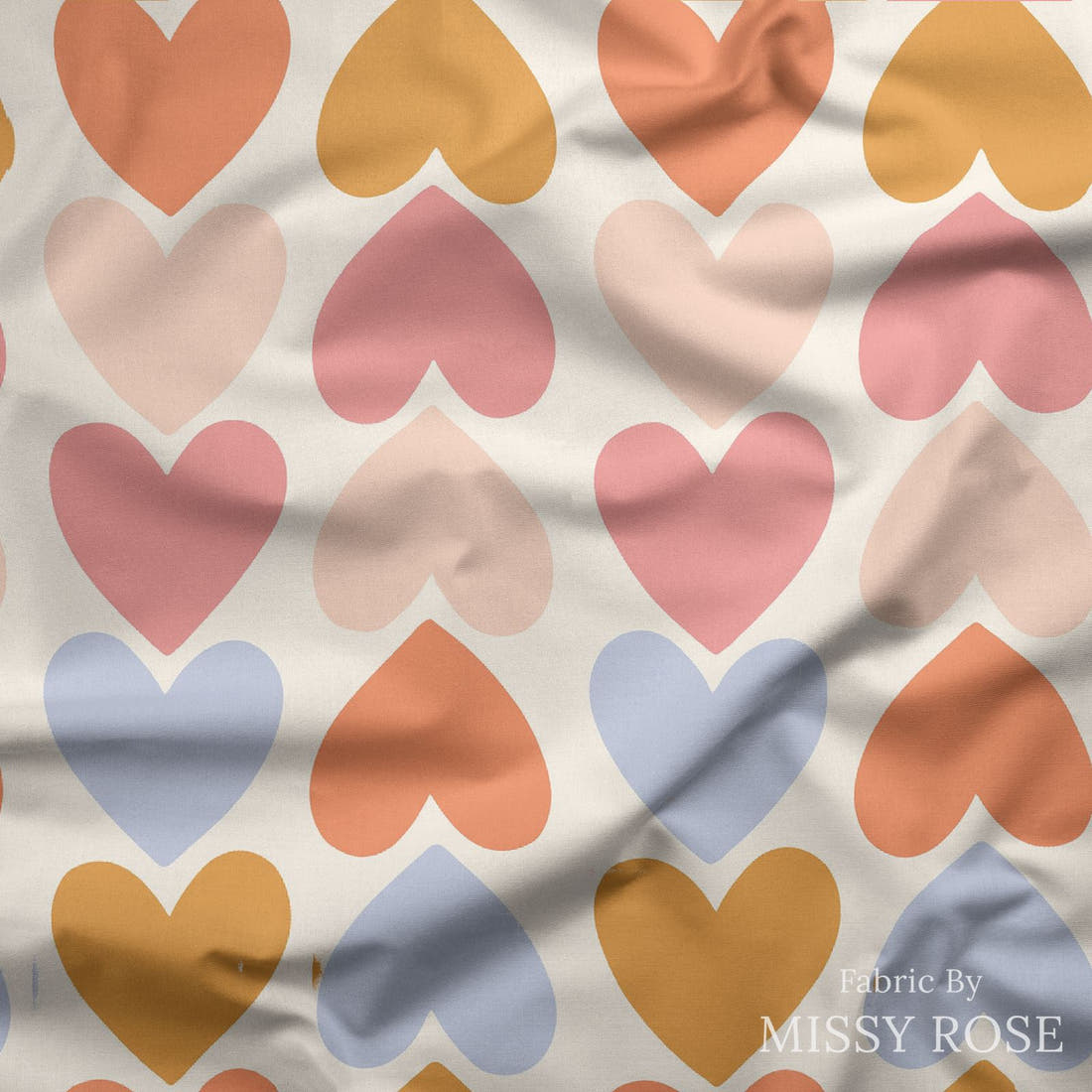 Indy Bloom Fabric Sucker For You Heart Tracks 02 draped fabric mockup - custom printed fabric by the metre | Fabric by Missy Rose