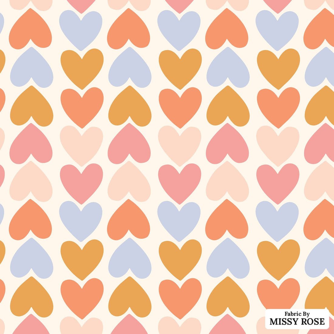 Indy Bloom Fabric Sucker For You Heart Tracks 02 flat view of the printed design | Fabric by Missy Rose