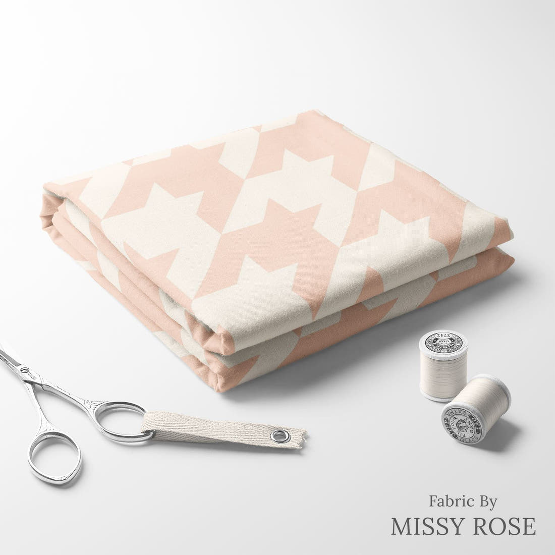 Indy Bloom Fabric Sucker For You Hounds Tooth in Blush 11 folded fabric stack with matching thread - pre-order fabric Australia | Fabric by Missy Rose