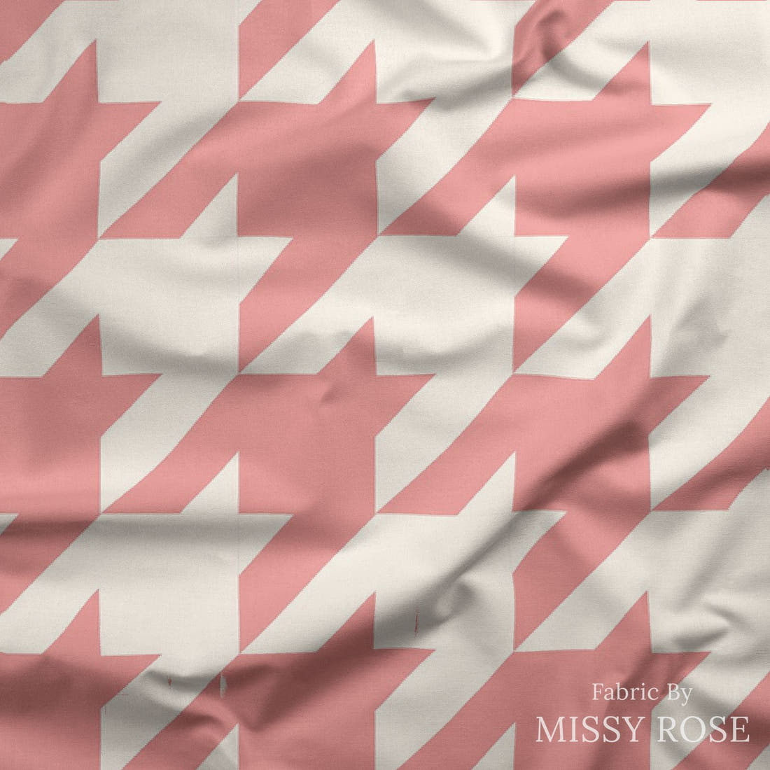 Indy Bloom Fabric Sucker For You Hounds Tooth in Bubblegum 12 draped fabric mockup - custom printed fabric by the metre | Fabric by Missy Rose